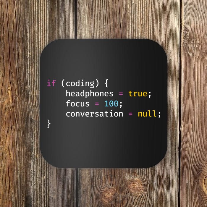 Funny Joke Programming If Coding Headphones Focus Coaster