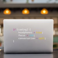 Funny Joke Programming If Coding Headphones Focus Permanent Decal Sticker