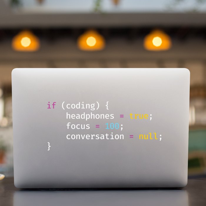 Funny Joke Programming If Coding Headphones Focus Permanent Decal Sticker