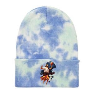 Funny Jesus Playing Basketball Tie Dye 12in Knit Beanie