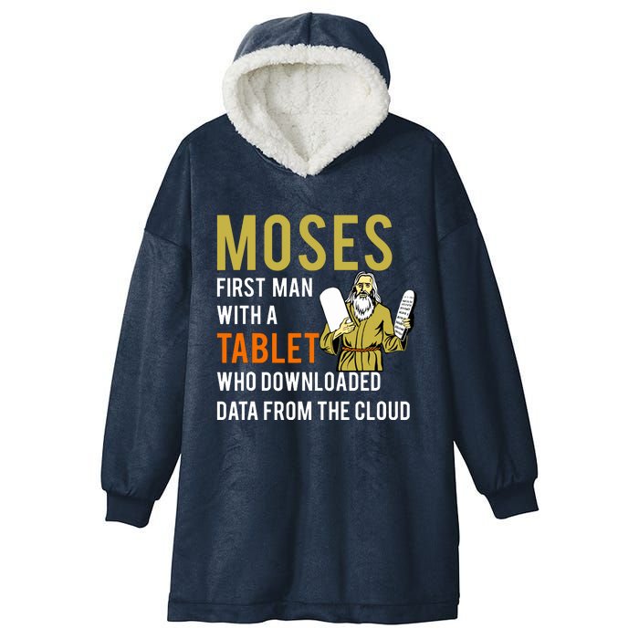 Funny Jewish Passover Moses Tablet Data Cloud Computing Hooded Wearable Blanket