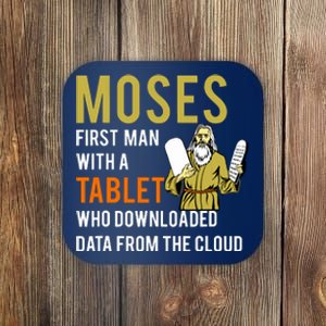 Funny Jewish Passover Moses Tablet Data Cloud Computing Coaster