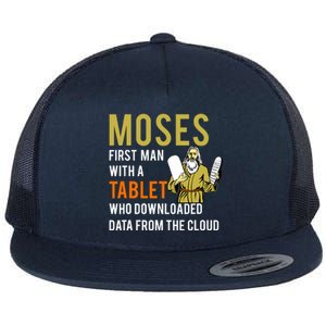 Funny Jewish Passover Moses Tablet Data Cloud Computing Flat Bill Trucker Hat