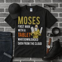 Funny Jewish Passover Moses Tablet Data Cloud Computing Tall T-Shirt