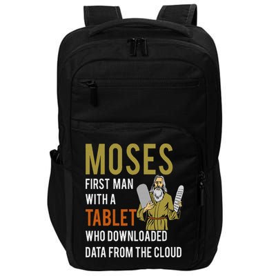 Funny Jewish Passover Moses Tablet Data Cloud Computing Impact Tech Backpack