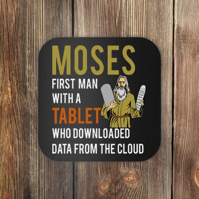 Funny Jewish Passover Moses Tablet Data Cloud Computing Coaster