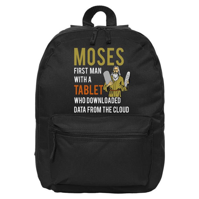 Funny Jewish Passover Moses Tablet Data Cloud Computing 16 in Basic Backpack