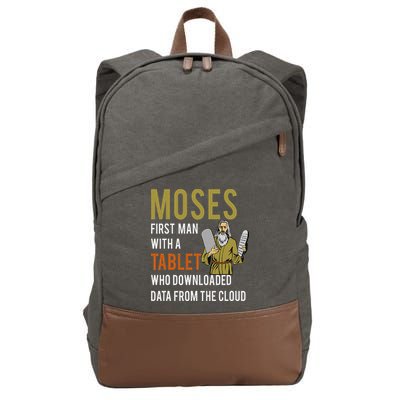 Funny Jewish Passover Moses Tablet Data Cloud Computing Cotton Canvas Backpack