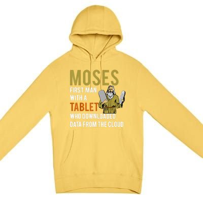 Funny Jewish Passover Moses Tablet Data Cloud Computing Premium Pullover Hoodie