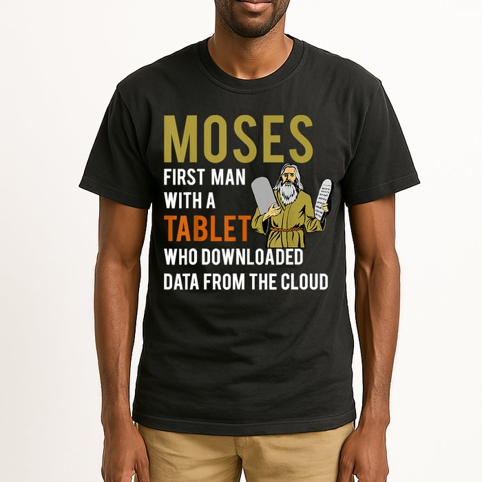 Funny Jewish Passover Moses Tablet Data Cloud Computing Tall T-Shirt