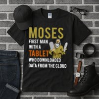Funny Jewish Passover Moses Tablet Data Cloud Computing Tall T-Shirt