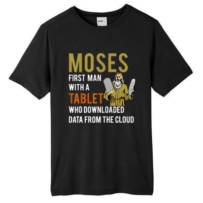 Funny Jewish Passover Moses Tablet Data Cloud Computing Tall Fusion ChromaSoft Performance T-Shirt