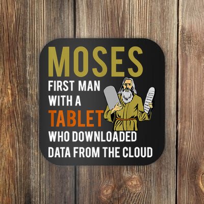 Funny Jewish Passover Moses Tablet Data Cloud Computing Coaster