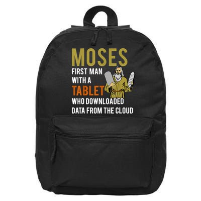 Funny Jewish Passover Moses Tablet Data Cloud Computing 16 in Basic Backpack