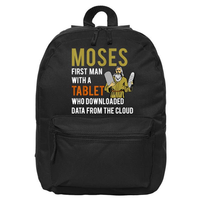 Funny Jewish Passover Moses Tablet Data Cloud Computing 16 in Basic Backpack