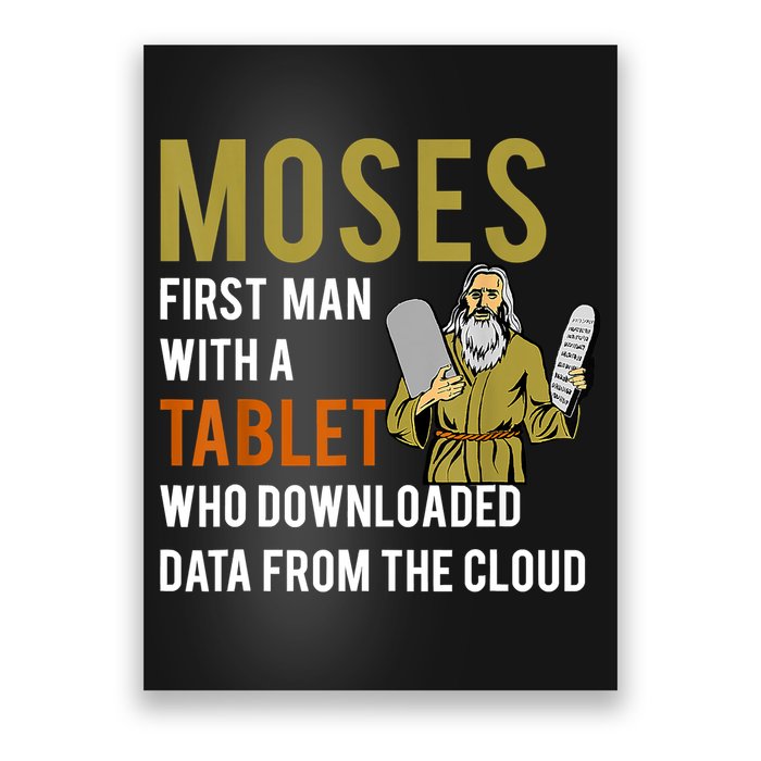 Funny Jewish Passover Moses Tablet Data Cloud Computing Poster