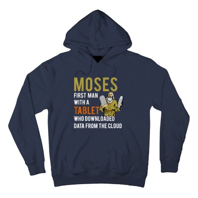 Funny Jewish Passover Moses Tablet Data Cloud Computing Hoodie