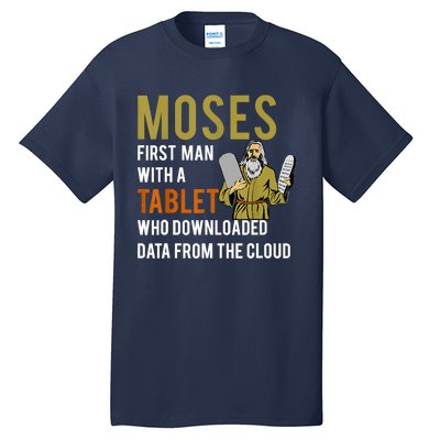 Funny Jewish Passover Moses Tablet Data Cloud Computing Tall T-Shirt