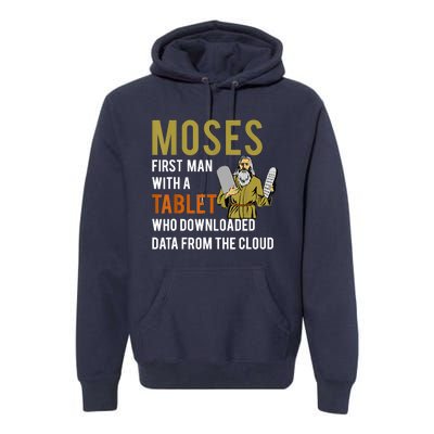 Funny Jewish Passover Moses Tablet Data Cloud Computing Premium Hoodie