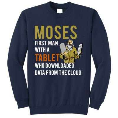 Funny Jewish Passover Moses Tablet Data Cloud Computing Tall Sweatshirt