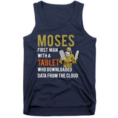 Funny Jewish Passover Moses Tablet Data Cloud Computing Tank Top