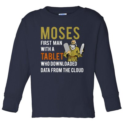 Funny Jewish Passover Moses Tablet Data Cloud Computing Toddler Long Sleeve Shirt