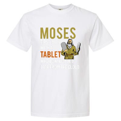 Funny Jewish Passover Moses Tablet Data Cloud Computing Garment-Dyed Heavyweight T-Shirt