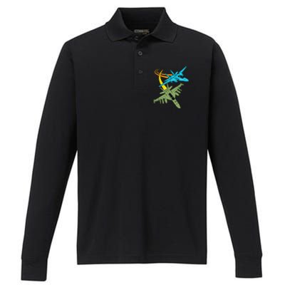 Fighter Jet Plane Future Pilot Aviation Airplanes Aircraft Performance Long Sleeve Polo