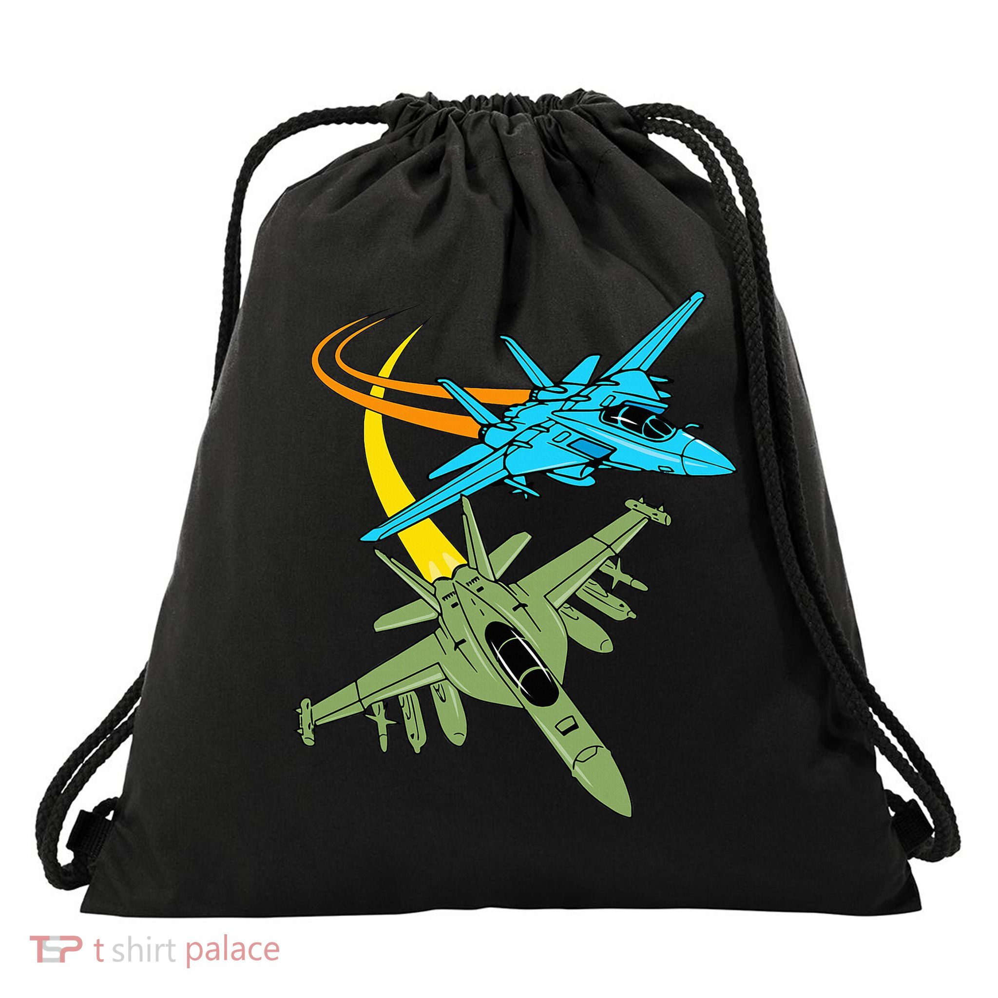 Fighter Jet Plane Future Pilot Aviation Airplanes Aircraft Drawstring Bag