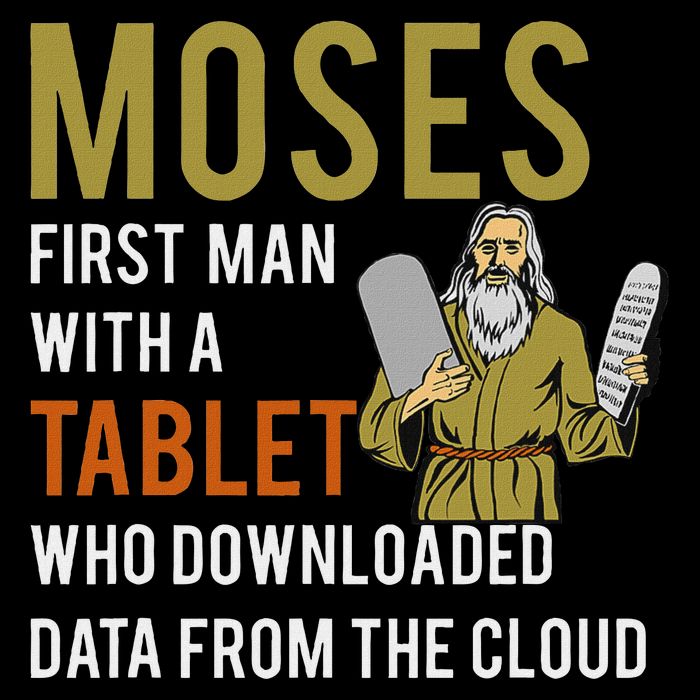Funny Jewish Passover Moses Tablet Data Cloud Computing Full-Length Apron With Pockets