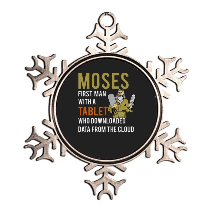 Funny Jewish Passover Moses Tablet Data Cloud Computing Metallic Star Ornament