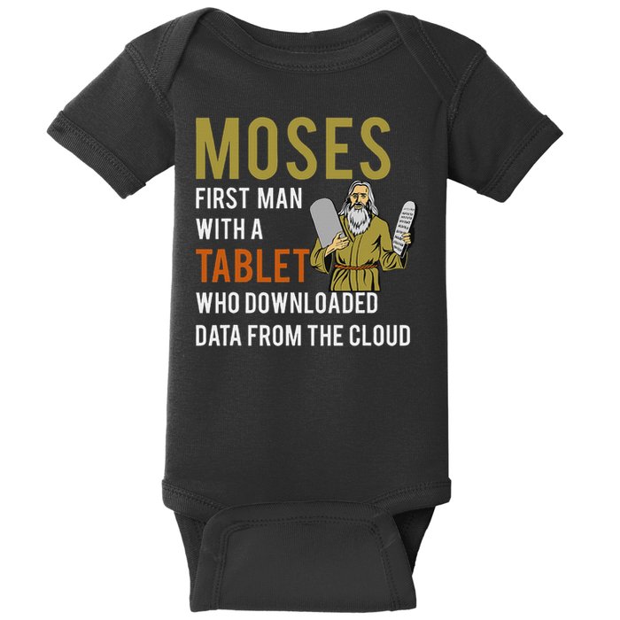 Funny Jewish Passover Moses Tablet Data Cloud Computing Baby Bodysuit