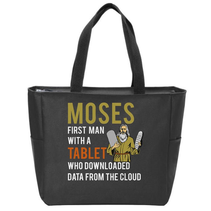 Funny Jewish Passover Moses Tablet Data Cloud Computing Zip Tote Bag