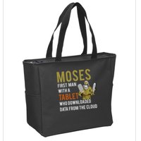 Funny Jewish Passover Moses Tablet Data Cloud Computing Zip Tote Bag