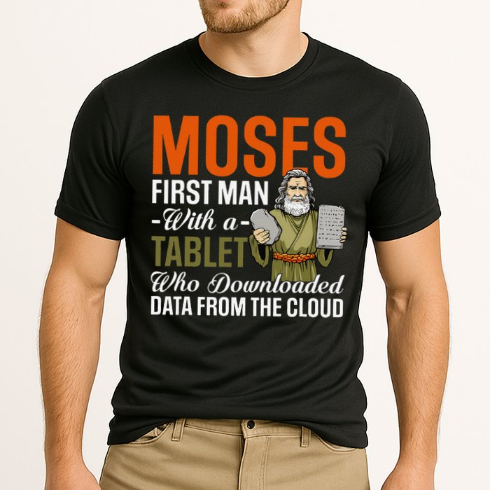 Funny Jewish Passover Moses Tablet Data Cloud Computing Pun Performance Shirt
