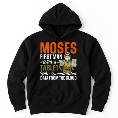 Funny Jewish Passover Moses Tablet Data Cloud Computing Pun Hoodie