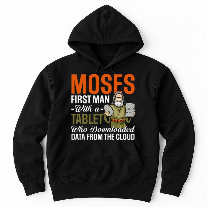 Funny Jewish Passover Moses Tablet Data Cloud Computing Pun Hoodie