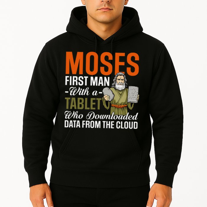 Funny Jewish Passover Moses Tablet Data Cloud Computing Pun Hoodie