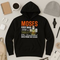 Funny Jewish Passover Moses Tablet Data Cloud Computing Pun Hoodie