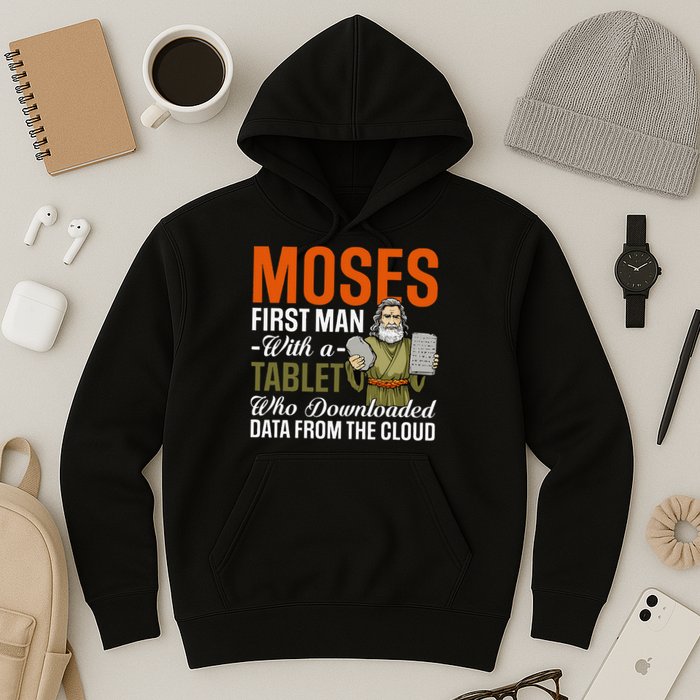 Funny Jewish Passover Moses Tablet Data Cloud Computing Pun Hoodie