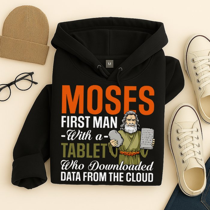 Funny Jewish Passover Moses Tablet Data Cloud Computing Pun Hoodie