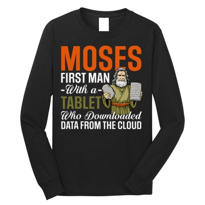 Funny Jewish Passover Moses Tablet Data Cloud Computing Pun Long Sleeve Shirt