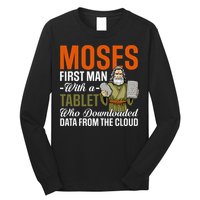 Funny Jewish Passover Moses Tablet Data Cloud Computing Pun Long Sleeve Shirt