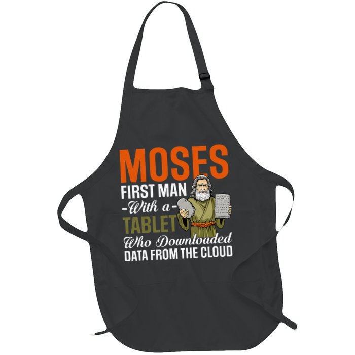 Funny Jewish Passover Moses Tablet Data Cloud Computing Pun Apron