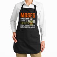 Funny Jewish Passover Moses Tablet Data Cloud Computing Pun Apron