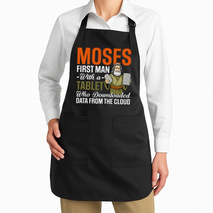 Funny Jewish Passover Moses Tablet Data Cloud Computing Pun Apron
