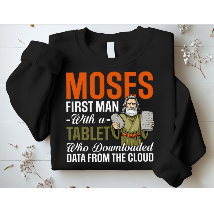Funny Jewish Passover Moses Tablet Data Cloud Computing Pun Sweatshirt