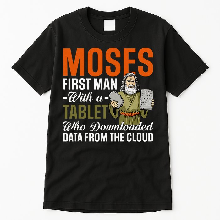 Funny Jewish Passover Moses Tablet Data Cloud Computing Pun Tall T-Shirt