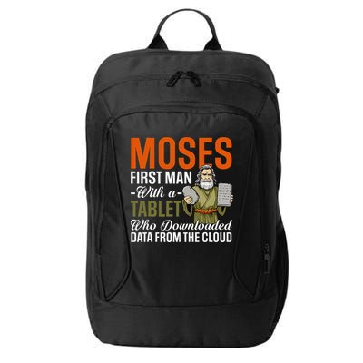 Funny Jewish Passover Moses Tablet Data Cloud Computing Pun City Backpack