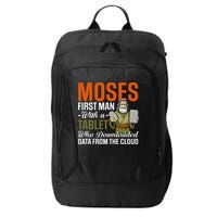 Funny Jewish Passover Moses Tablet Data Cloud Computing Pun City Backpack